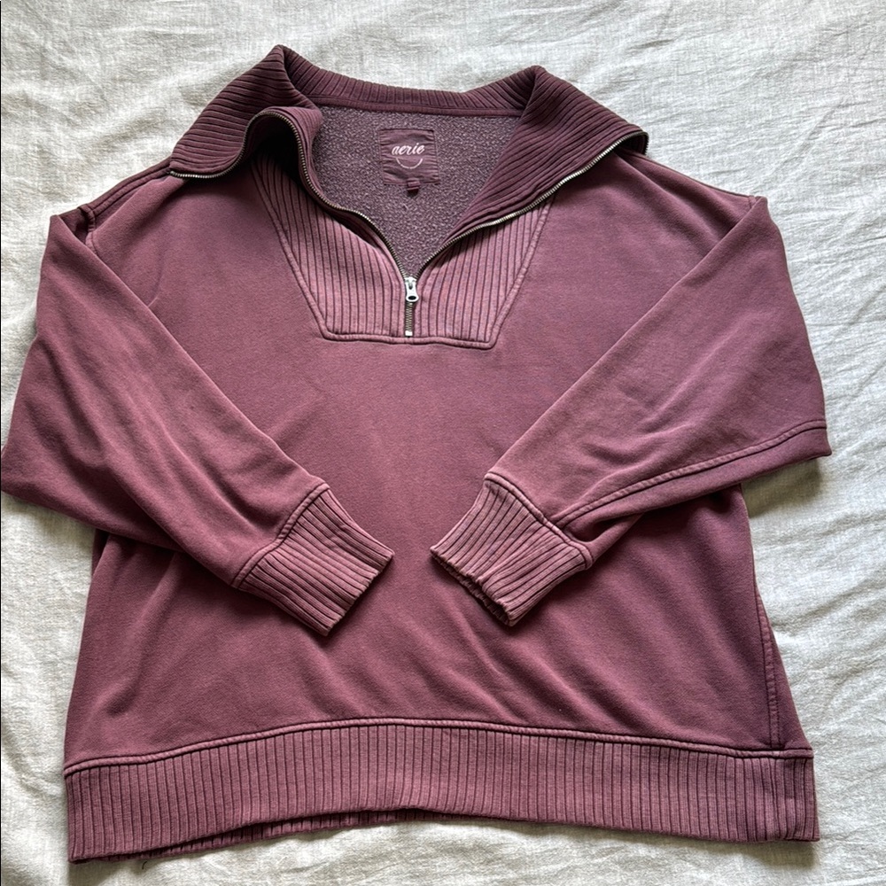 Aerie Women’s Burgundy Quarter Zip Sweater